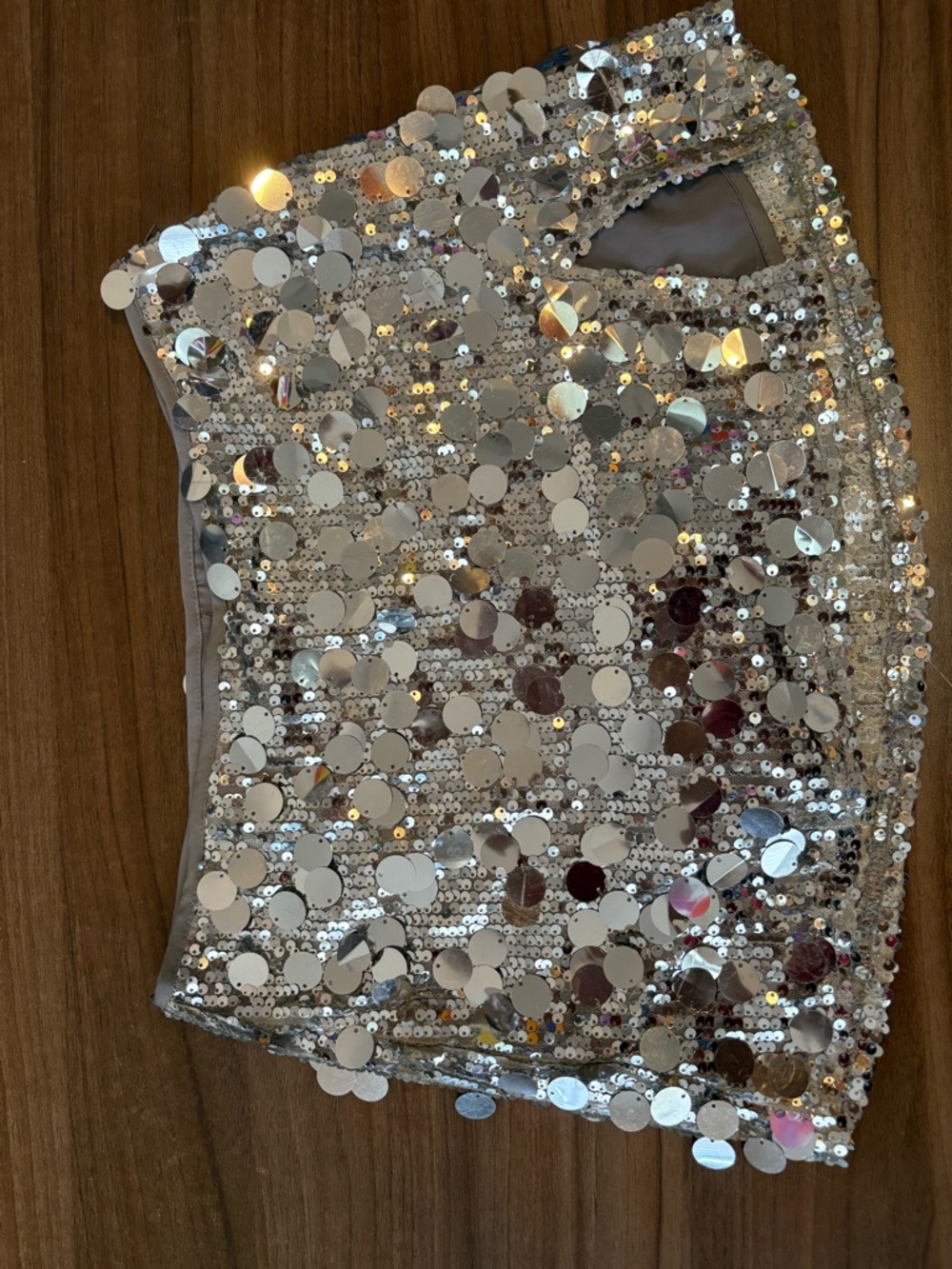 NIA Silver Sequin Mini Skirt With Built In Shorts